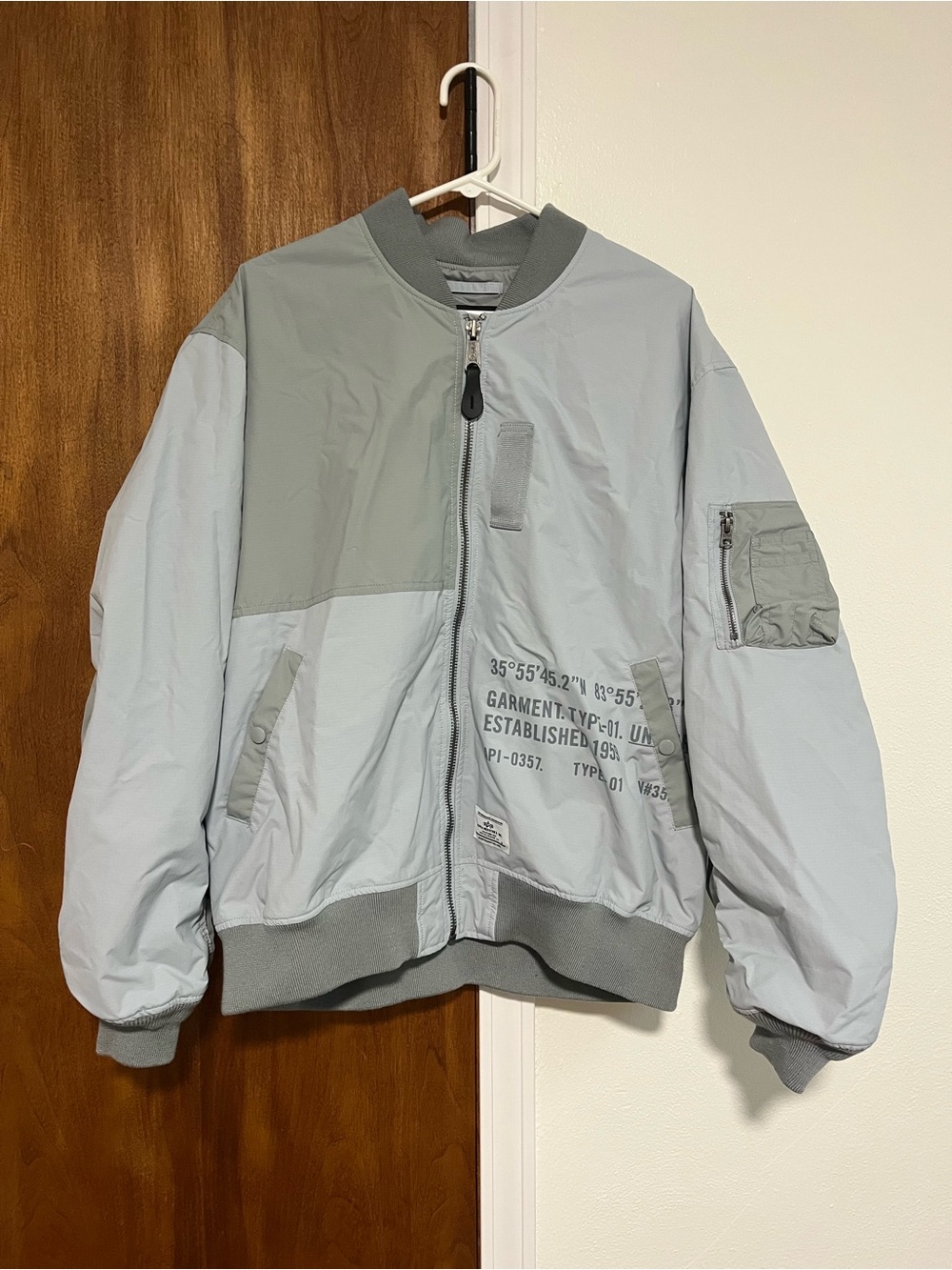 Alpha Industries Men’s L-2B Relaxed Patchwork Flight Jacket Grey Bomber MA-1 XL